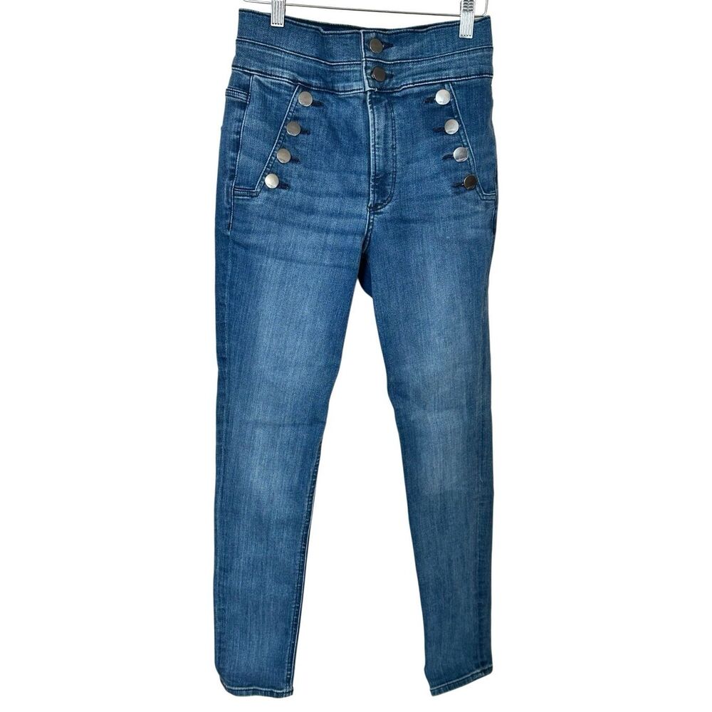 Express Denim Perfect Super High Rise Sailor Button Ankle Legging Jeans Size- 4R